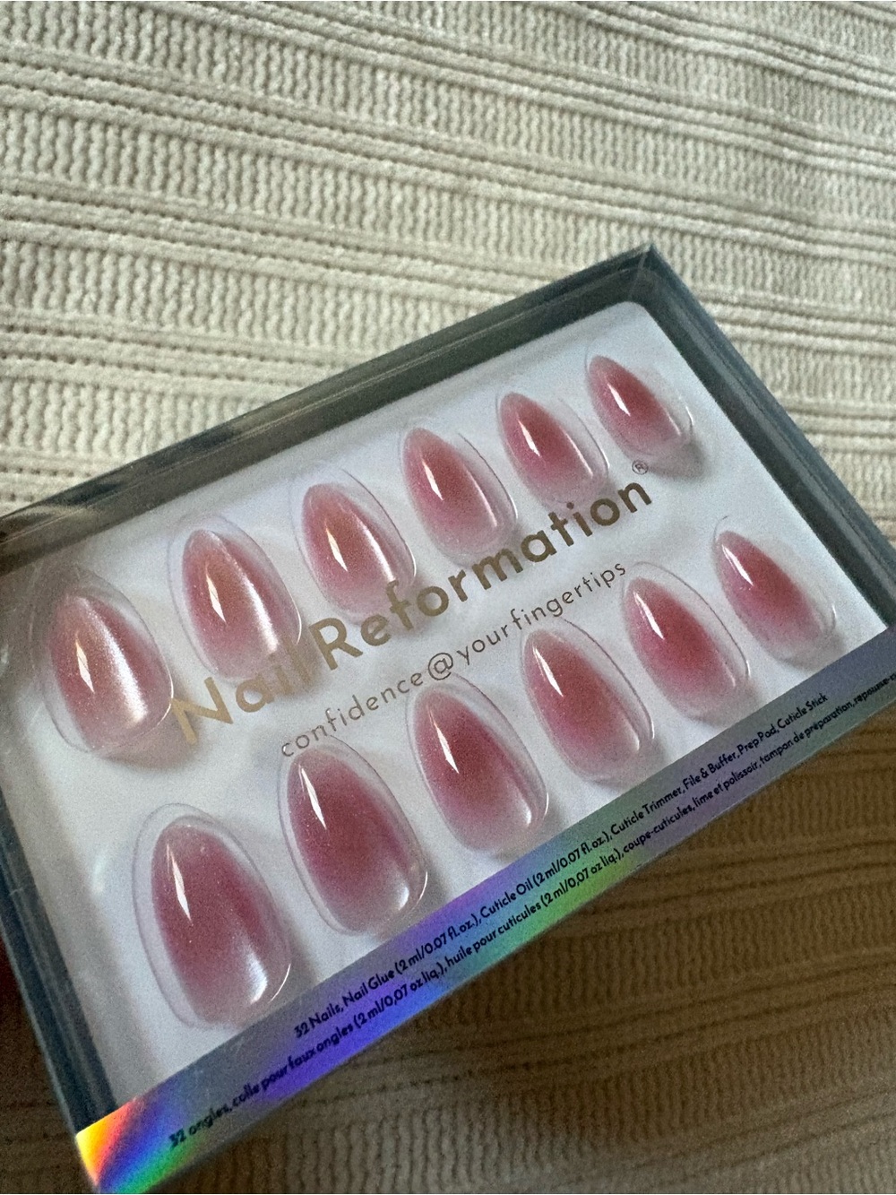 Nail Reformation Rose Ombre Cateye Press-On Nails Short Almond